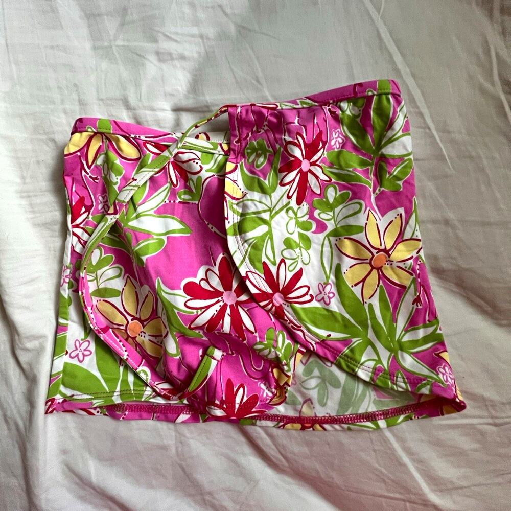 Lilly Pulitzer kids Pink Floral Tropical Swim Bottom Stretch Tactel Lycra Size 8